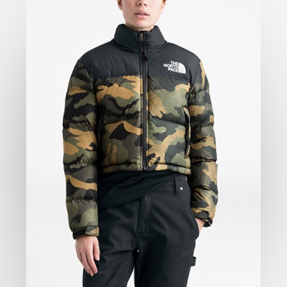 Women's Nuptse Camo Cropped Down Coat - Picture 1 of 5